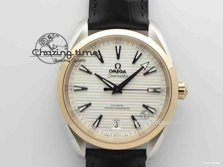 0202 2017 Aqua Terra SS RG XF Best Edition White Textured Dial On Black Leather Strap A Functional 8157